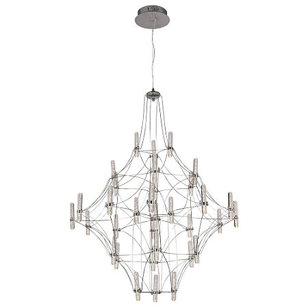 PENDENTE JUN D 78CM X 102CM  33 X LED 0,8W CROMADO E BRANCO FOSCO