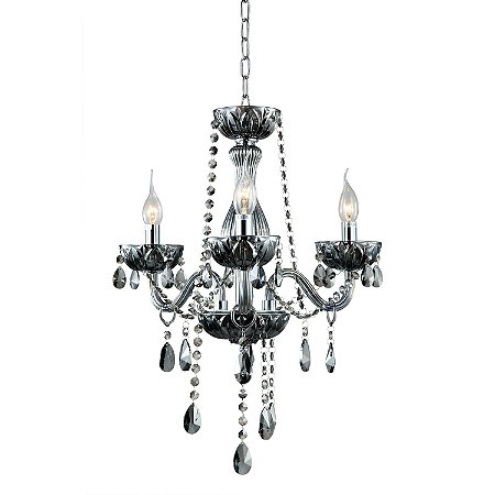LUSTRE ANJOU D 43CM X 46CM  3XE14 127V / 220V CROMADO E FUME