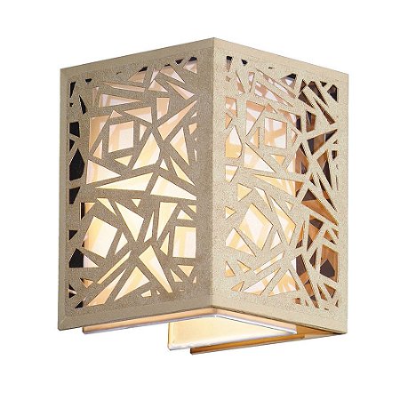 ARANDELA METAL E TECIDO 17CM X 17CM X 22CM  1XE27 127V / 220V CROMADO E BEGE