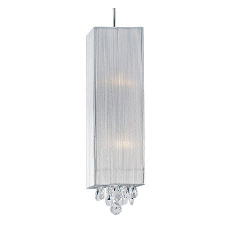 PENDENTE SILK 18CM X 18CM X 50CM  2XE27 127V / 220V CROMADO, PRATA E TRANSP