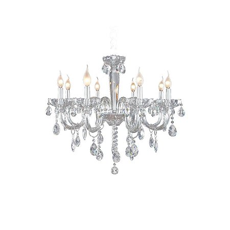LUSTRE PRINCESS D 61CM X 63CM  8XE14 127V / 220V CROMADO E TRANSP