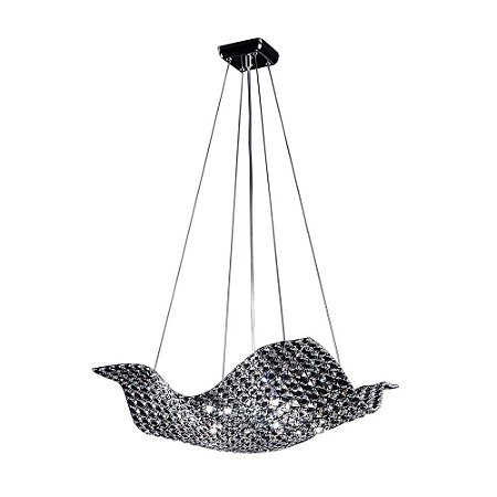 PENDENTE ARRAIA 56CM X 56CM  8XG9 127V / 220V CROMADO E TRANSP