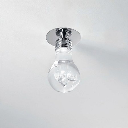PLAFON ACRILICO E METAL D 11,5CM X 15CM  1 X LED 3W 127V / 220V CROMADO E TRANSP