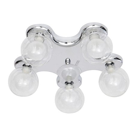 PLAFON METAL E VIDRO D 36CM X 13CM  4XG9 127V / 220V BRANCO, CROMADO E TRANSP