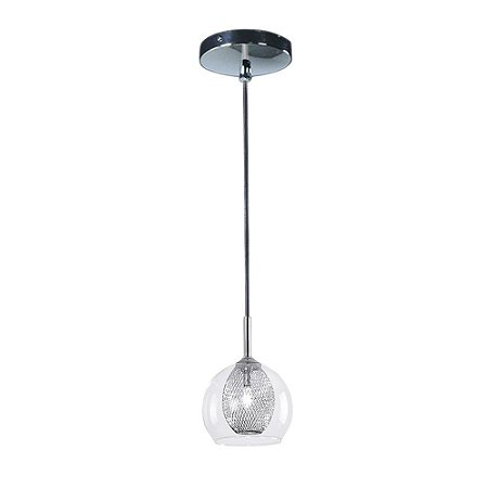 PENDENTE LUCCE D 12CM X 13CM  1XG9 127V / 220V CROMADO E TRANSP