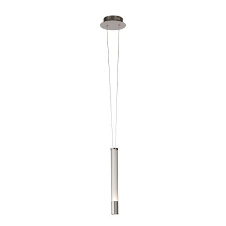 PENDENTE ÁGUA NICKEL TRANSP E BRANCO (D)4.5CM (A)38.5CM  1X7W 3000K 400LM