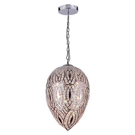 PENDENTE NOCCE D 40CM X 60CM  9XG9 127V / 220V CROMADO E TRANSP
