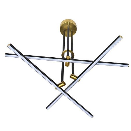 PENDENTE MOB 60CM X 53CM X 57CM  3 X LED 10W 127V / 220V DOURADO E PRETO