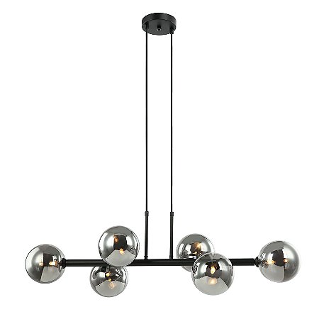 PENDENTE ABAPORU PRETO E FUME (C)31CM (L)95CM (A)28CM  6XG9 150W