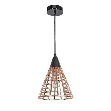 PENDENTE GROU D 19CM X 27CM  1XE27 127V / 220V COBRE E PRETO