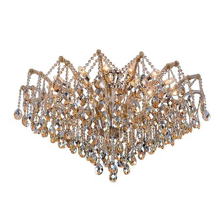 PLAFON TEIA D 120CM X 75CM  24XE14 127V / 220V CHAMPAGNE E CROMADO