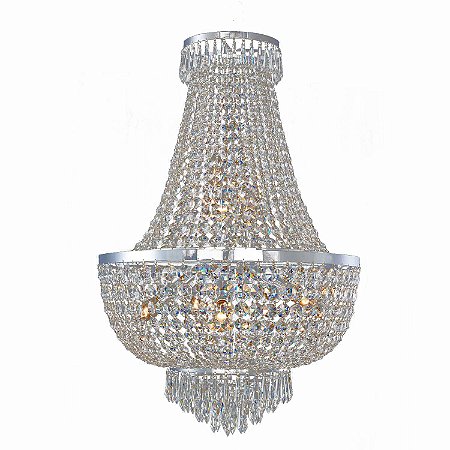 LUSTRE IMPERIO D 52CM X 79CM  8XE14 127V / 220V CROMADO E TRANSP