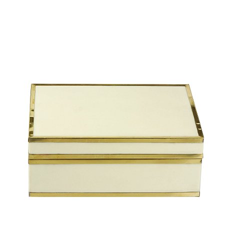 CAIXA DECORATIVA MADEIRA MANGO BRANCA 20x15x8cm