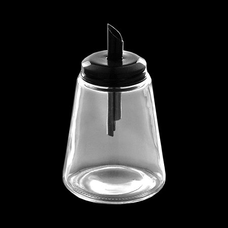 AÇUCAREIRO VIDRO C/CANUDO METAL PRETO 250ml