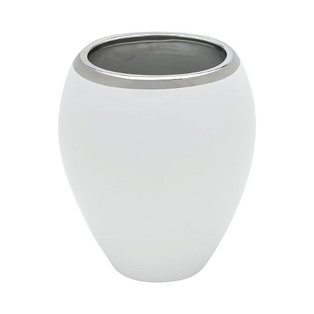 VASO DECORATIVO CERÂMICA BRANCO 18x13x20cm