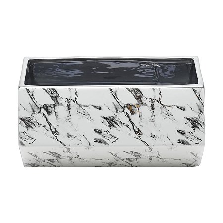 VASO DECORATIVO CERÂMICA MARBLE BRANCO 20x13x11cm