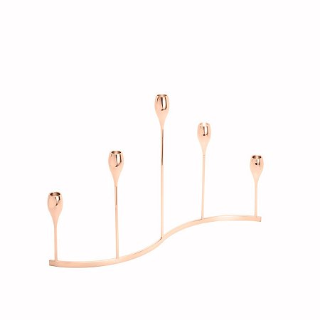 CASTIÇAL DE AÇO INOX P/5 VELAS RAVENA 50X34cm