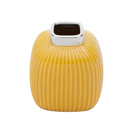 VASO DECORATIVO CERÂMICA AMARELO 14x15cm
