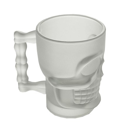 CANECA CHOPP E CERVEJA VIDRO CAVEIRA ROCK STYLE FOSCA 510ml