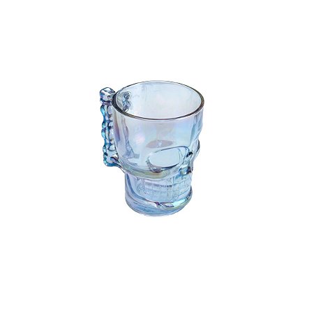 CANECA CHOPP E CERVEJA VIDRO CAVEIRA ROCK AZUL RAINBOW 510ml