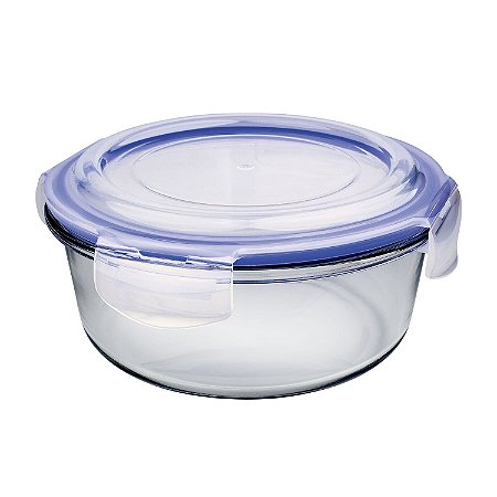 POTE DE VIDRO HERMETICO REDONDO 920 ML AZUL