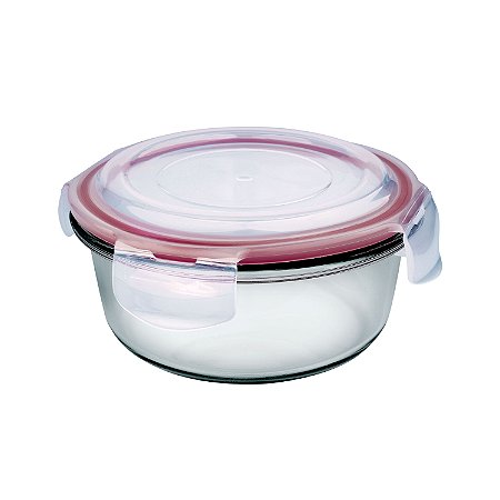 POTE DE VIDRO HERMETICO REDONDO 620 ML VERMELHO