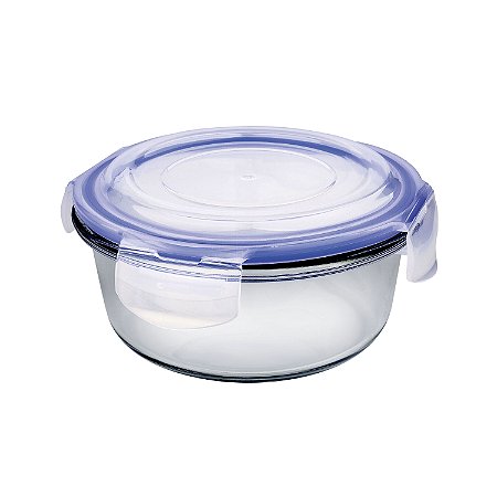 POTE DE VIDRO HERMETICO REDONDO 620 ML AZUL