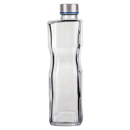 GARRAFA DE VIDRO H2O 1L QUADRADA