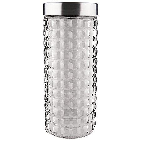 POTE DE VIDRO COM TAMPA INOX BUBBLE 2L