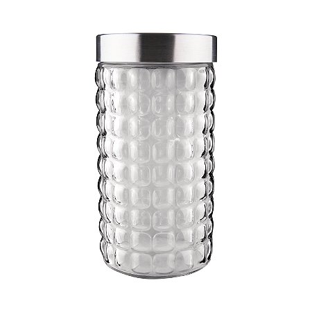POTE DE VIDRO COM TAMPA INOX BUBBLE 1,5L