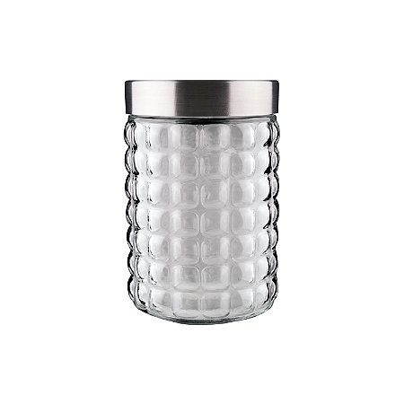 POTE DE VIDRO COM TAMPA INOX BUBBLE 1L