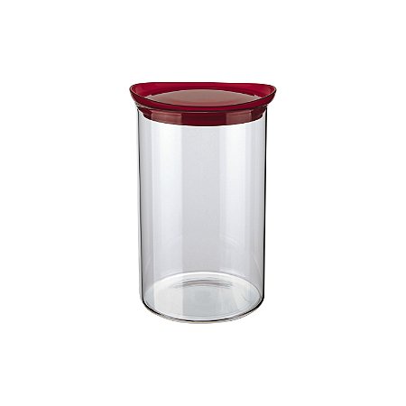 POTE DE VIDRO SLIM COM TAMPA PLASTICA 1L VERMELHO