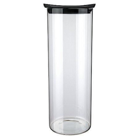 POTE DE VIDRO SLIM COM TAMPA PLASTICA 1,7L PRETO