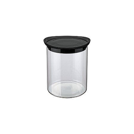 POTE DE VIDRO SLIM COM TAMPA PLASTICA 0,7L PRETO