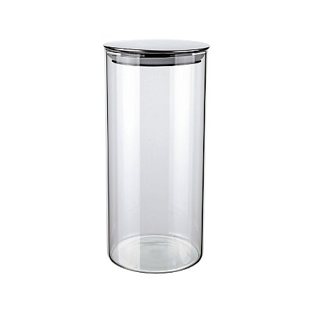 POTE DE VIDRO SLIM COM TAMPA INOX 1,3L