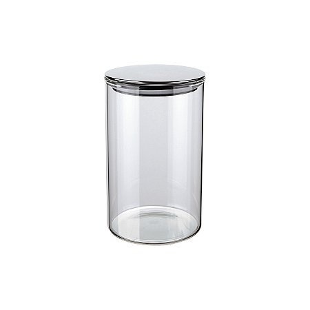 POTE DE VIDRO SLIM COM TAMPA INOX 1L