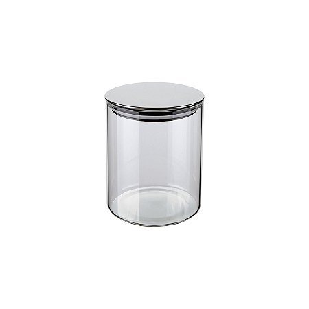 POTE DE VIDRO SLIM COM TAMPA INOX 0,7L