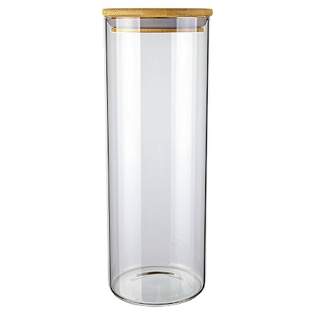 POTE DE VIDRO SLIM COM TAMPA BAMBU 1,7L