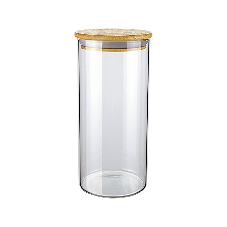 POTE DE VIDRO SLIM COM TAMPA BAMBU 1,3L