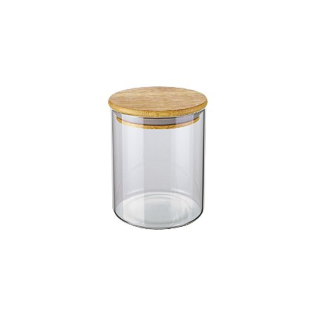 POTE DE VIDRO SLIM COM TAMPA BAMBU 0,7L
