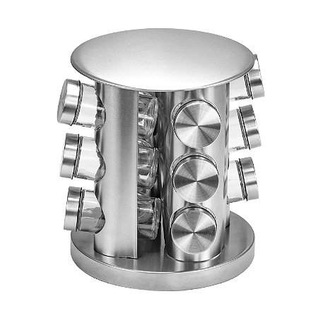 CJ. PORTA CONDIMENTOS COM SUPORTE INOX GIRATORIO 12 PC.