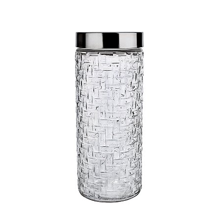 POTE DE VIDRO COM TAMPA INOX RATTAN 2L