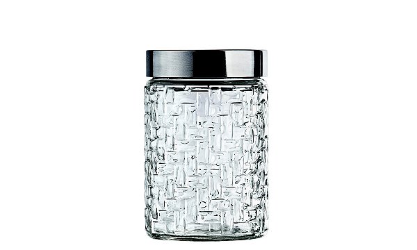 POTE DE VIDRO COM TAMPA INOX RATTAN 1L