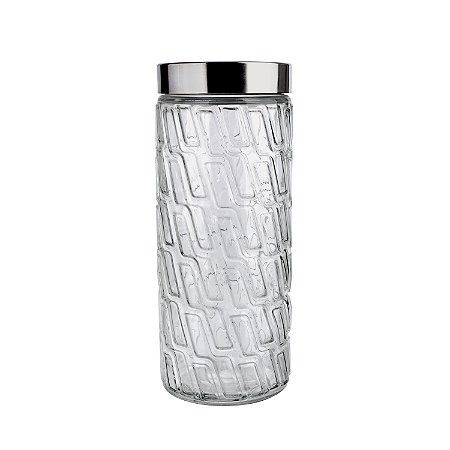 POTE DE VIDRO COM TAMPA INOX MOSAICO 2L