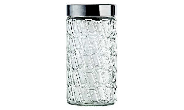 POTE DE VIDRO COM TAMPA INOX MOSAICO 1,5L