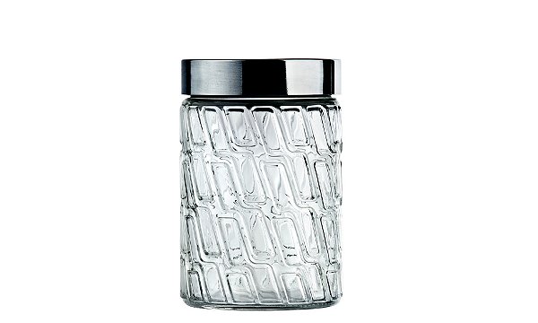 POTE DE VIDRO COM TAMPA INOX MOSAICO 1L