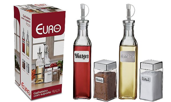 CJ. GALHETEIRO LABEL COM SUPORTE 4 PC.