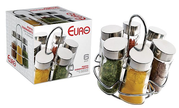 PORTA CONDIMENTOS HEXA COM SUPORTE 6 PC.