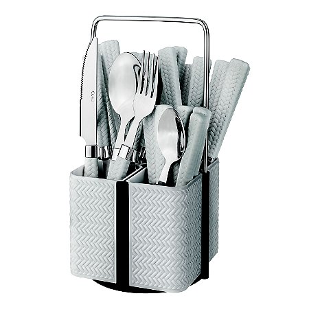 CJ. DE TALHERES VARANDA GOURMET RATTAN 24 PC. BRANCO