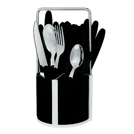 CJ. DE TALHERES VARANDA GOURMET DIAMOND 24 PC. PRETO